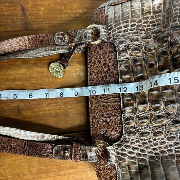 Brahmin cashew copper brown Melbourne croc embossed leather shoulder bag - Picture 15 of 16